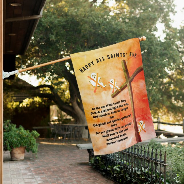 ALL SAINTS EVE POEM Christian Halloween House Flag (In SItu)