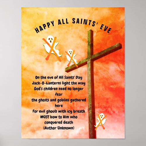 ALL SAINTS EVE POEM Christian Halloween Poster