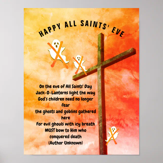 ALL SAINTS EVE POEM Christian Halloween Poster Zazzle