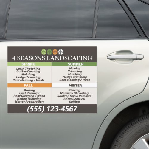 All Season Lawn Care  Landscaping Flyer Car Magnet