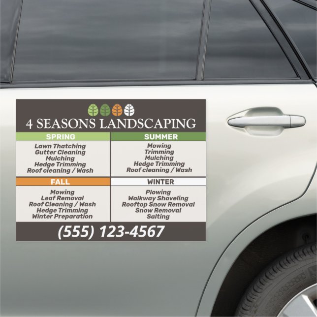 All Season Lawn Care  Landscaping Flyer Car Magnet (In Situ)
