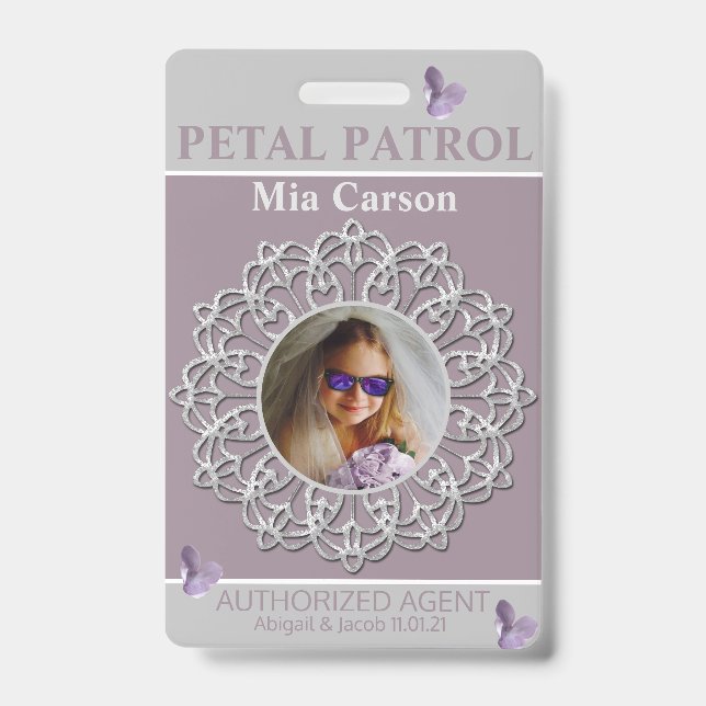 All Season Lilac Petal Patrol Flower Girl Badge (Front)
