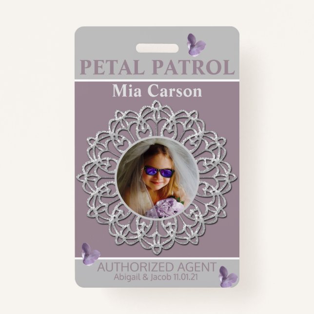 All Season Lilac Petal Patrol Flower Girl Badge (Front)