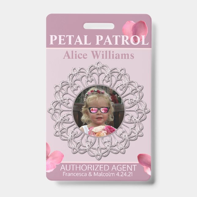 All Season Pink Petal Patrol Flower Girl Badge (Front)