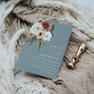 All Seasons Boho Floral Wedding Invitation