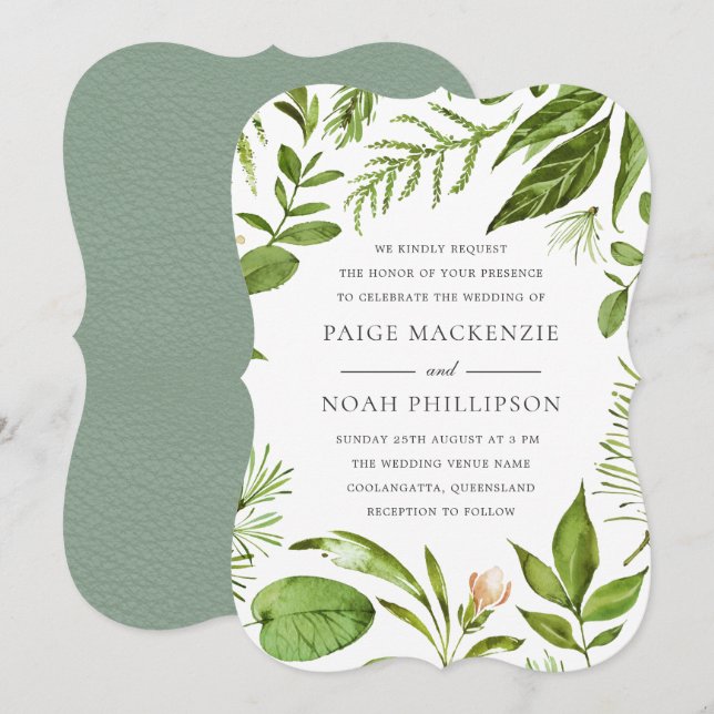 All Seasons Greenery Wedding Invitation (Front/Back)