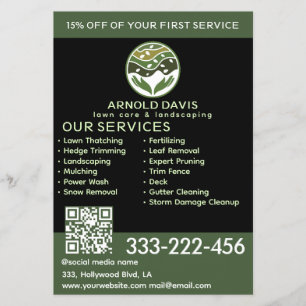 All seasons modern lawn care and landscaping logo flyer