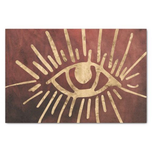 All seeing eye bright gold crimson distressed tissue paper