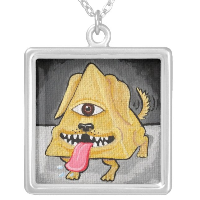 All-Seeing Eye Dog: Golden Retriever of Giza Silver Plated Necklace (Front)