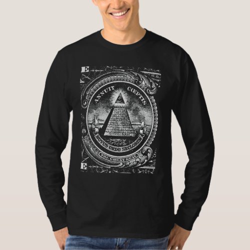 All Seeing Eye Illuminati Dollar Bill Funny   T_Shirt