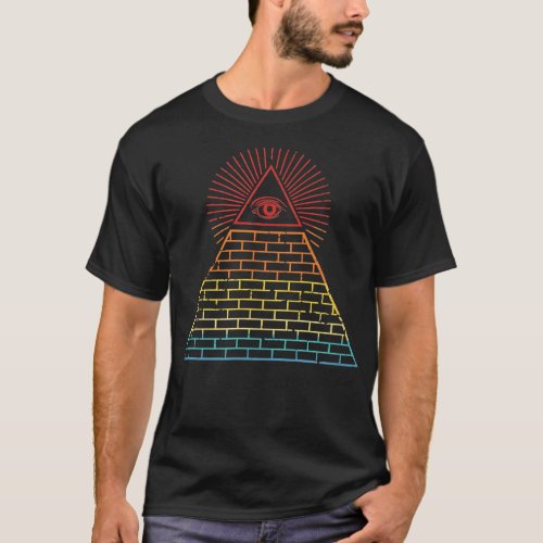 All Seeing Eye Illuminati Egyptian Pyramid Retro D T_Shirt