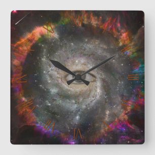 All seeing eye in space square wall clock