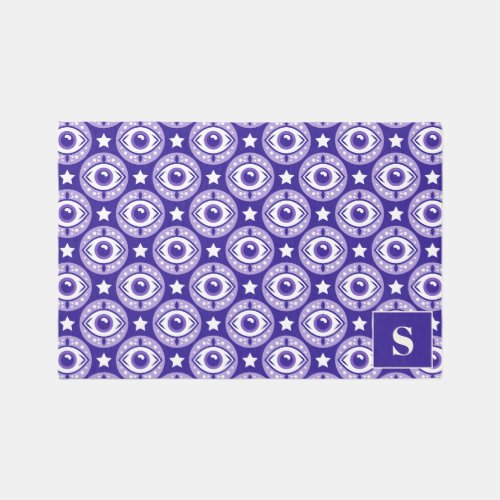 All Seeing Eye Modern Purple Monogram Rug