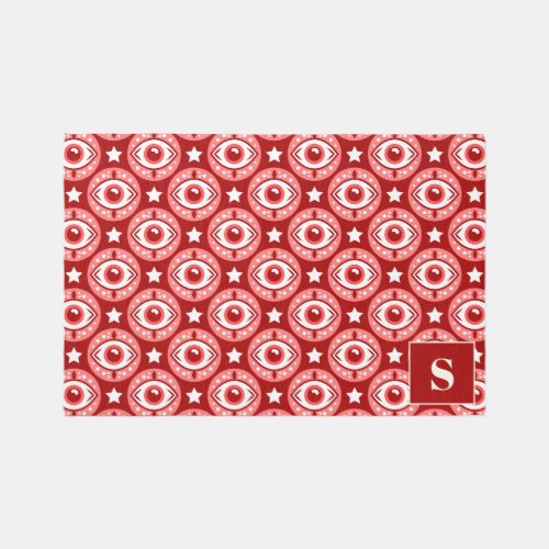 Area Rugs 9 All Seeing Eye Modern Red Monogram Rug