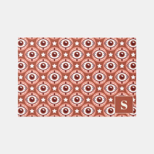 All Seeing Eye Modern Terracotta Monogram Rug