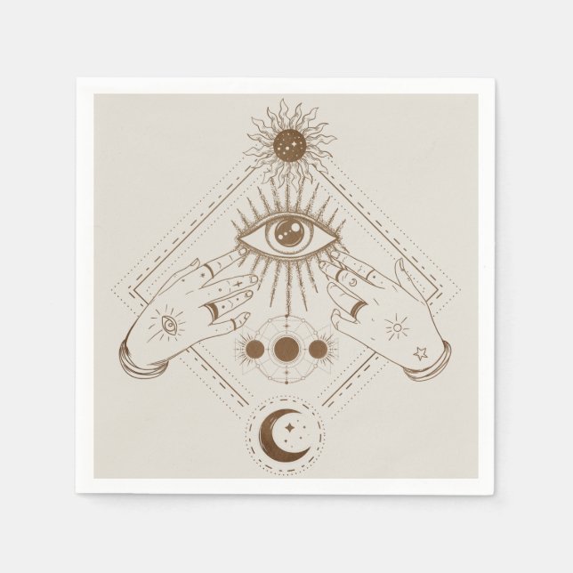 All-seeing eye mystic tarot bbq seance cocktail  napkins (Front)
