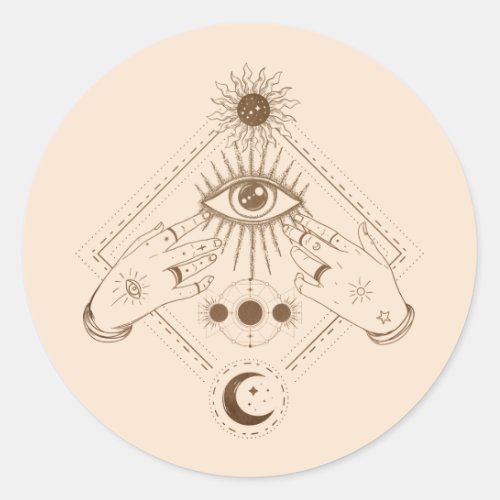 All Seeing Eye Mystic Tarot Sublimation Gallery Wr Classic Round Sticker