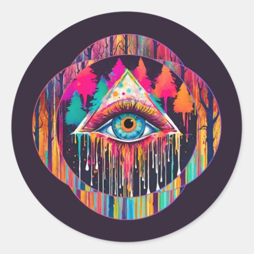 All Seeing Eye Mystical Forest Core  Classic Round Sticker
