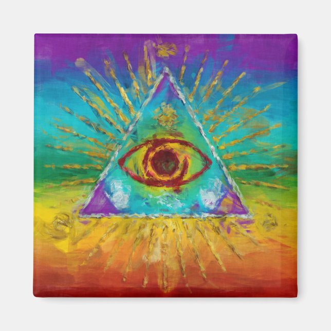 All Seeing Eye Of God - abstract sketchy Art Magnet (Front)