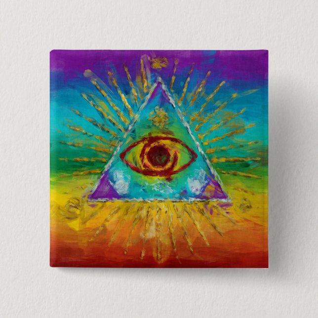 All Seeing Eye Of God - abstract sketchy Pinback Button (Front)
