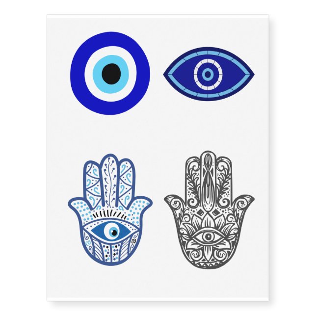 All seeing eye of protection blue eye temporary  tattoos (Front)
