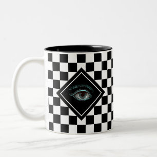 All Seeing Eye on Black & White Chess Magic Mug