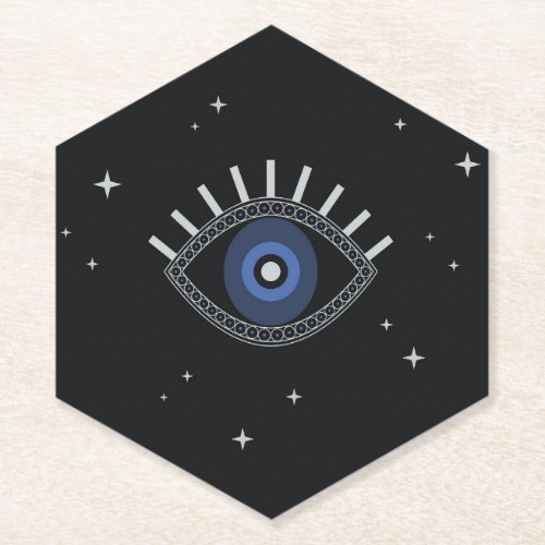 All seeing eye protect from evil eye magic symbol paper coaster