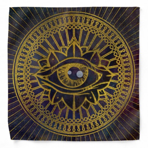 All Seeing Mystic Eye Gold on Nebula Sky Bandana