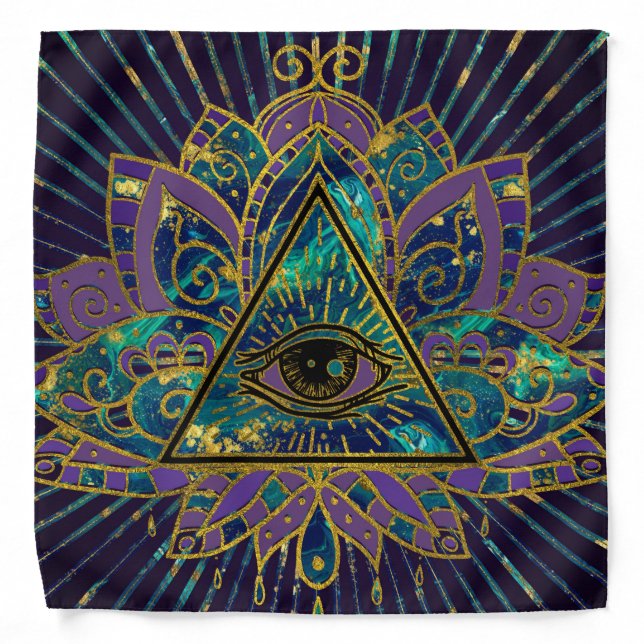 All Seeing Mystic Eye in Lotus Flower Bandana (Front)