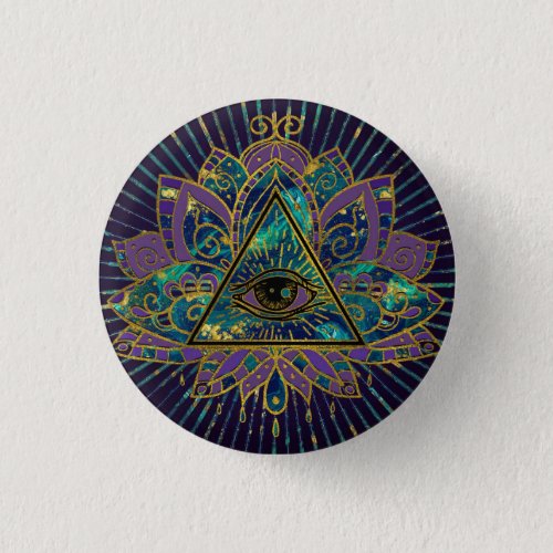 All Seeing Mystic Eye in Lotus Flower Pinback Button