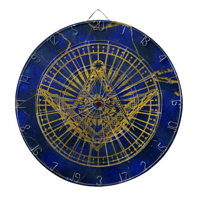 All Seeing Mystic Eye in Masonic Compass on Lapis Dartboard (Front)