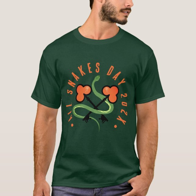 All Snakes Day Pagan Serpent & Clover Green T-Shirt (Front)