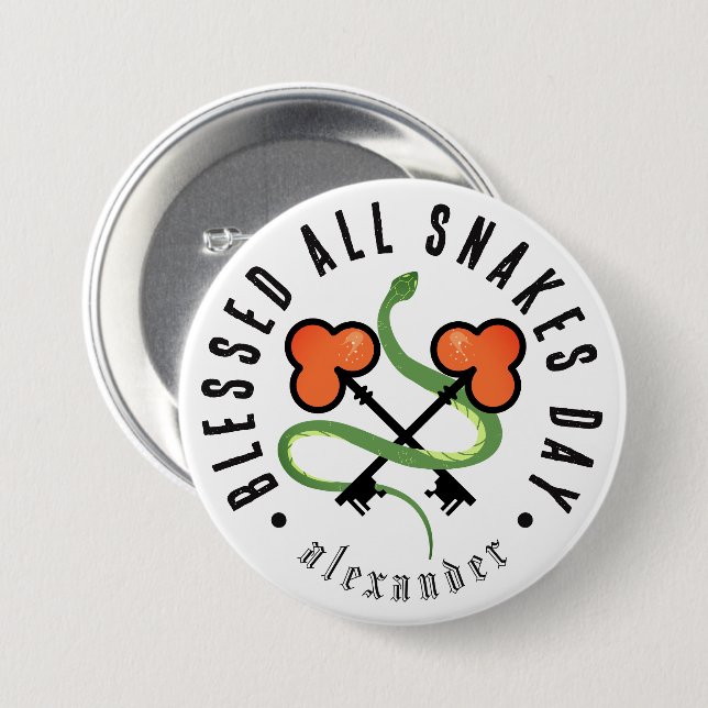 All Snakes Day Pagan Serpent & Clover Keys Patch Button (Front & Back)