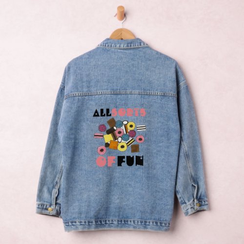All Sorts of Fun Licorice Allsorts Candy Candies  Denim Jacket