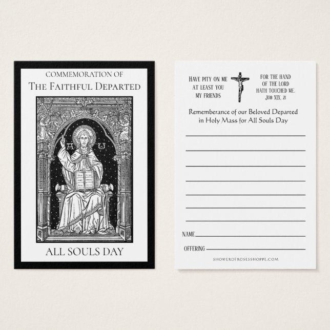All Souls Day Memorial Masses Deceased Holy Card (Front & Back)