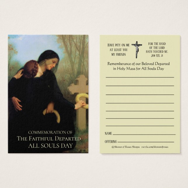 All Souls Day Memorial Masses Deceased Holy Card (Front & Back)
