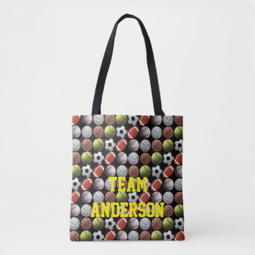 All Sports Balls Team Name Tote Bag