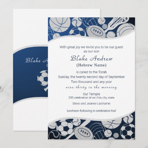 All Sports Bar Mitzvah Silver Blue