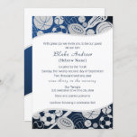 All Sports Bar Mitzvah Silver Blue Invitation<br><div class="desc">All Sports Bar Mitzvah invitation featuring a variety of sports balls and equipment for the bar mitzvah or bat mitzvah who plays more than one sport. Classic dark blue gradient with silver sports balls including baseball, soccer, volleyball, basketball, football, tennis, lacrosse, softball and golf Editable text in dark blue on...</div>