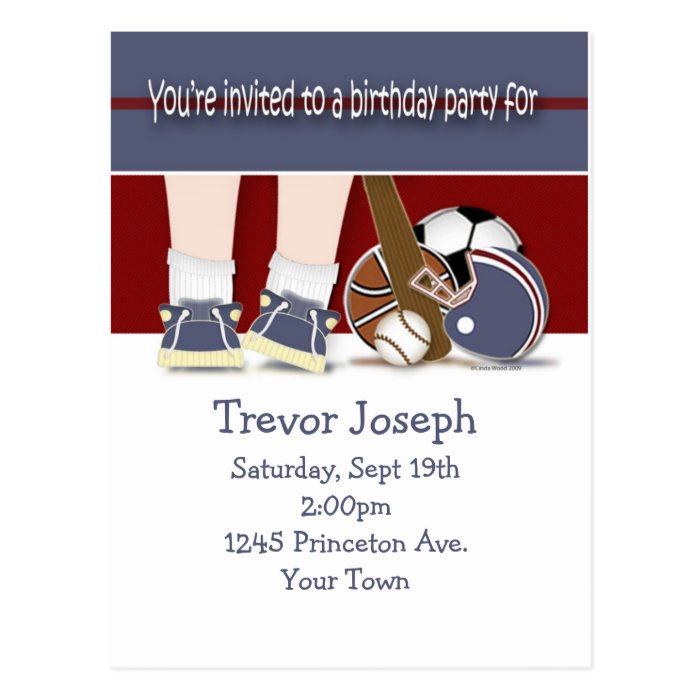 All Sports Birthday Invitation Template Post Cards