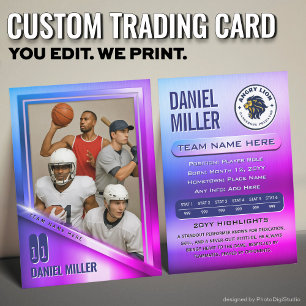 All Sports Custom Trading Card, Neon Chrome Steel  Calling Card