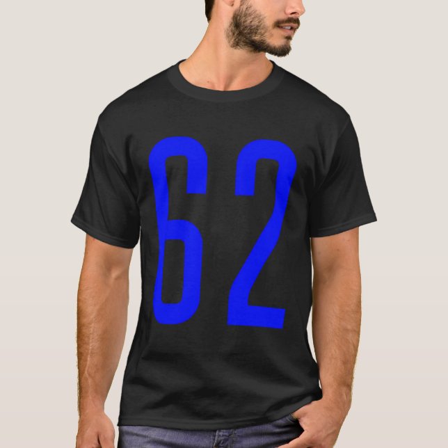 All Sports Fan Favorite Blue Number 62 Jersey T-Shirt (Front)