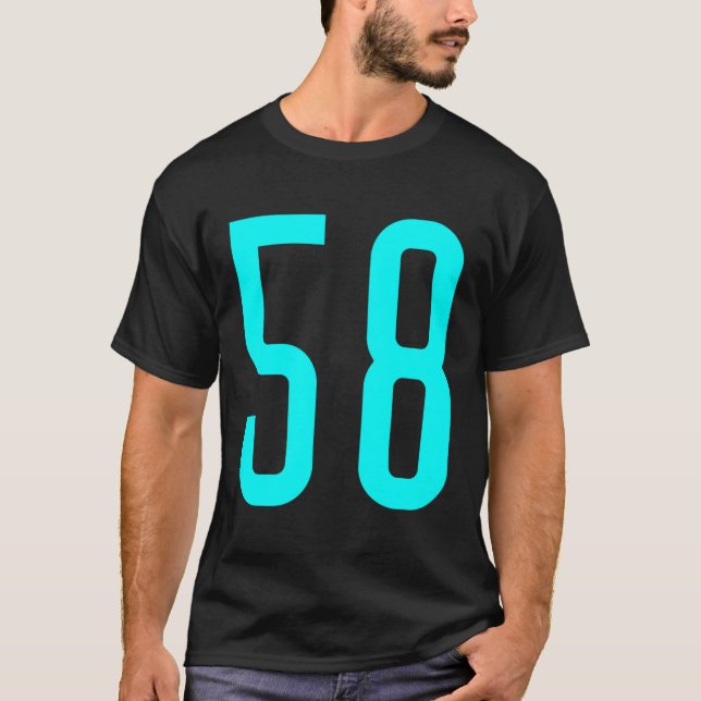 All Sports Fan Favorite Cyan Number 58 Jersey T-Shirt (Front)