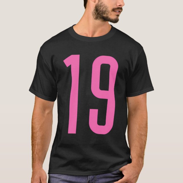 All Sports Fan Favorite Pink Number 19 Jersey T-Shirt (Front)