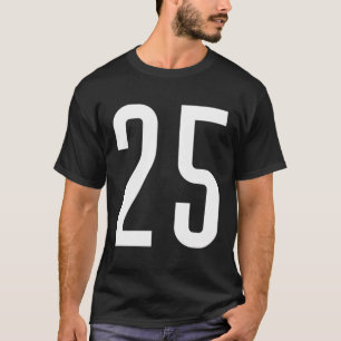 All Sports Fan Favorite White Number 25 Jersey T-Shirt