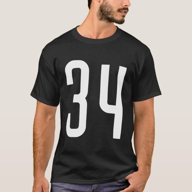 All Sports Fan Favorite White Number 34 Jersey T-Shirt (Front)