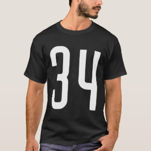 All Sports Fan Favorite White Number 34 Jersey T-Shirt