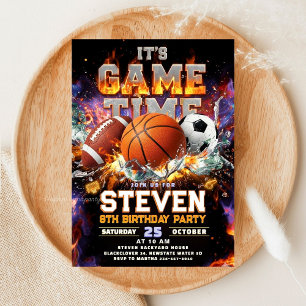 All Sports Game Time Birthday Party - Sport Invitation