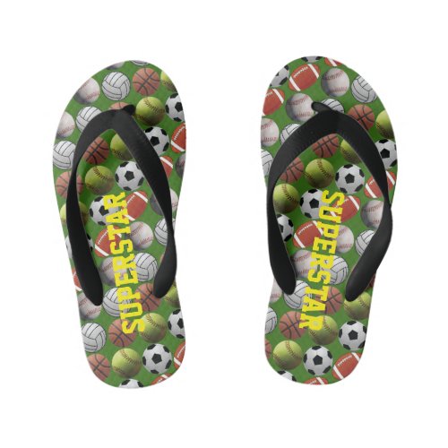 All Sports Superstar Multi Ball Kids Flip Flops