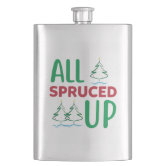 Funny Christmas Retro Rum Drinking Woman Holiday Hip Flask, Zazzle